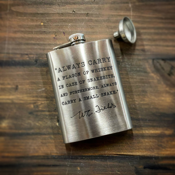 Classic Quote Whiskey Flask & Funnel (8oz)